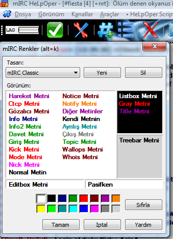 Türkçe Mirc programından bir görüntü